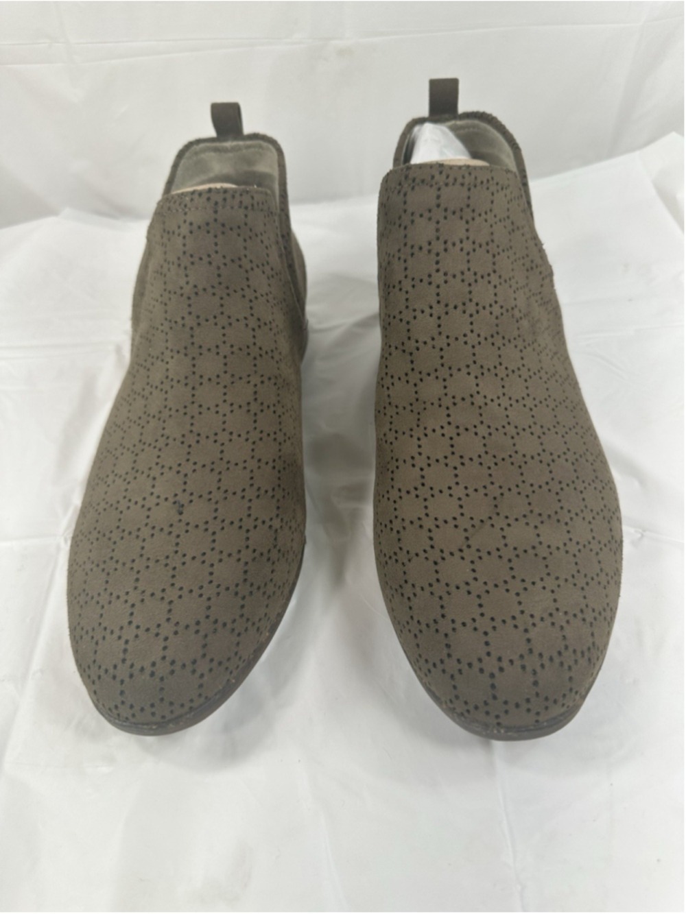 DR SCHOLLS Rate Suede Boots Olive Green Suede Honeycomb Slip On Size 11 new